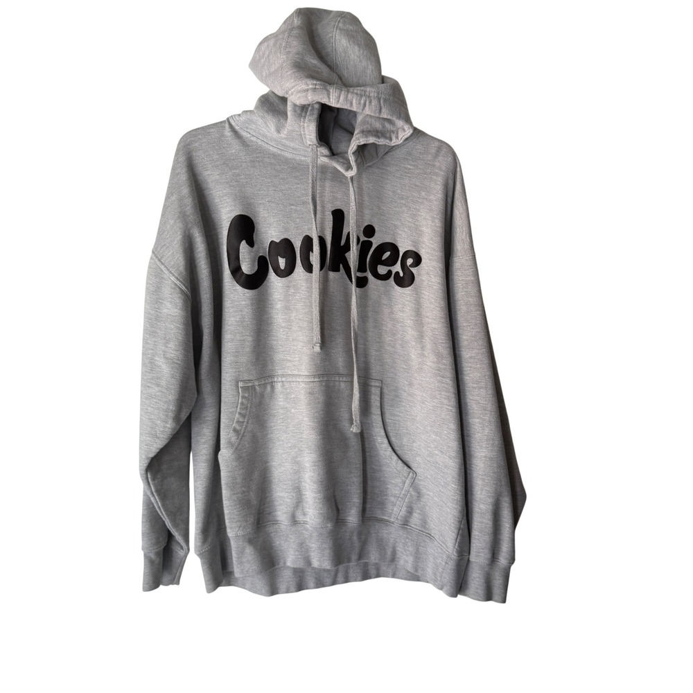 Cookies Hoodie Grey Pullover Long Sleeve Sweatshirt Men's Size 2XL‎